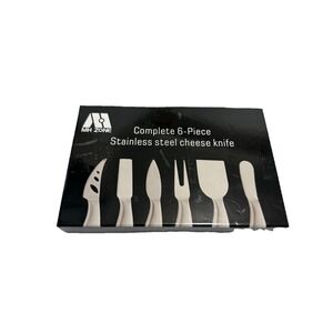 MH ZONE 6-Piece Stainless Steel Cheese Knife Set Charcuterie Board Gift